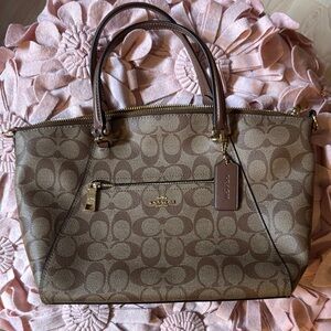 Coach Brown Leather Trim Tote Bag